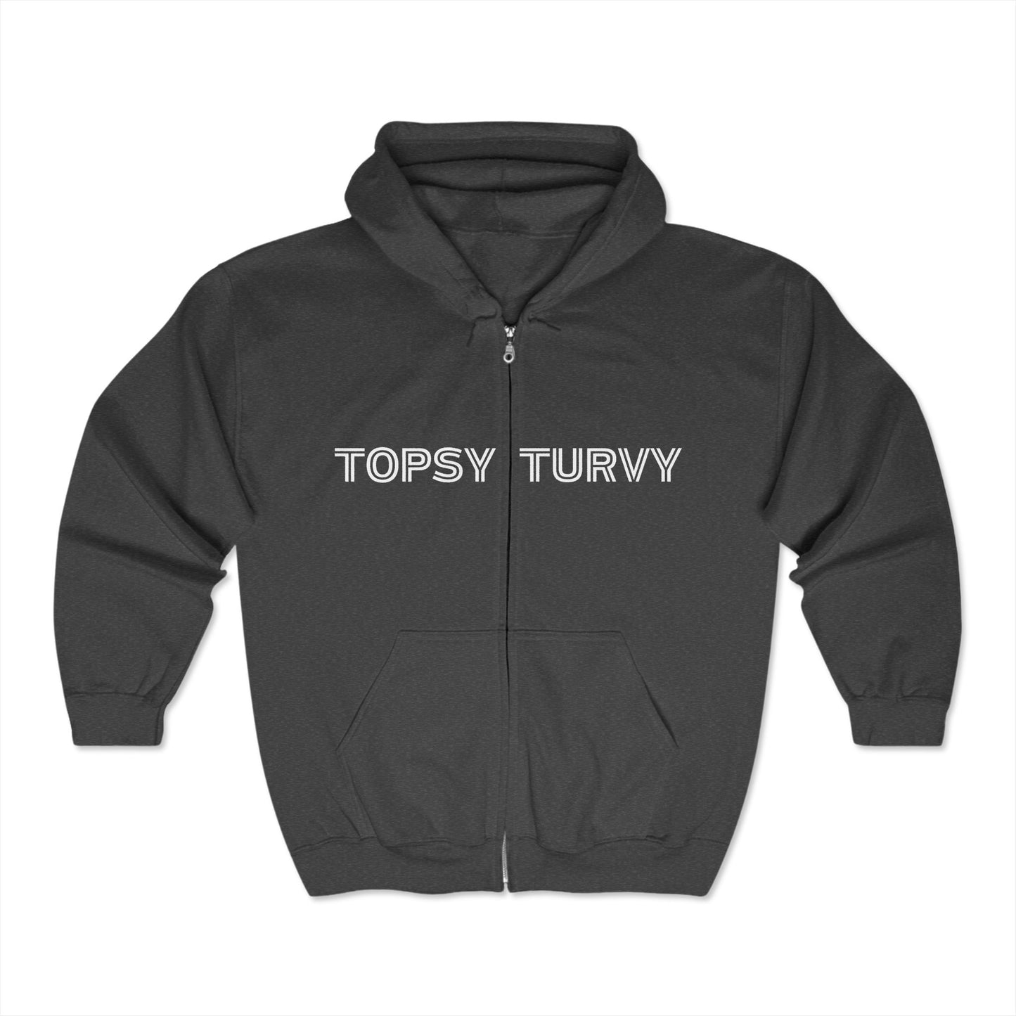 Topsy-Turvy Hoodie-(Full Zip Hooded Sweatshirt) | Rock Tongue Prints