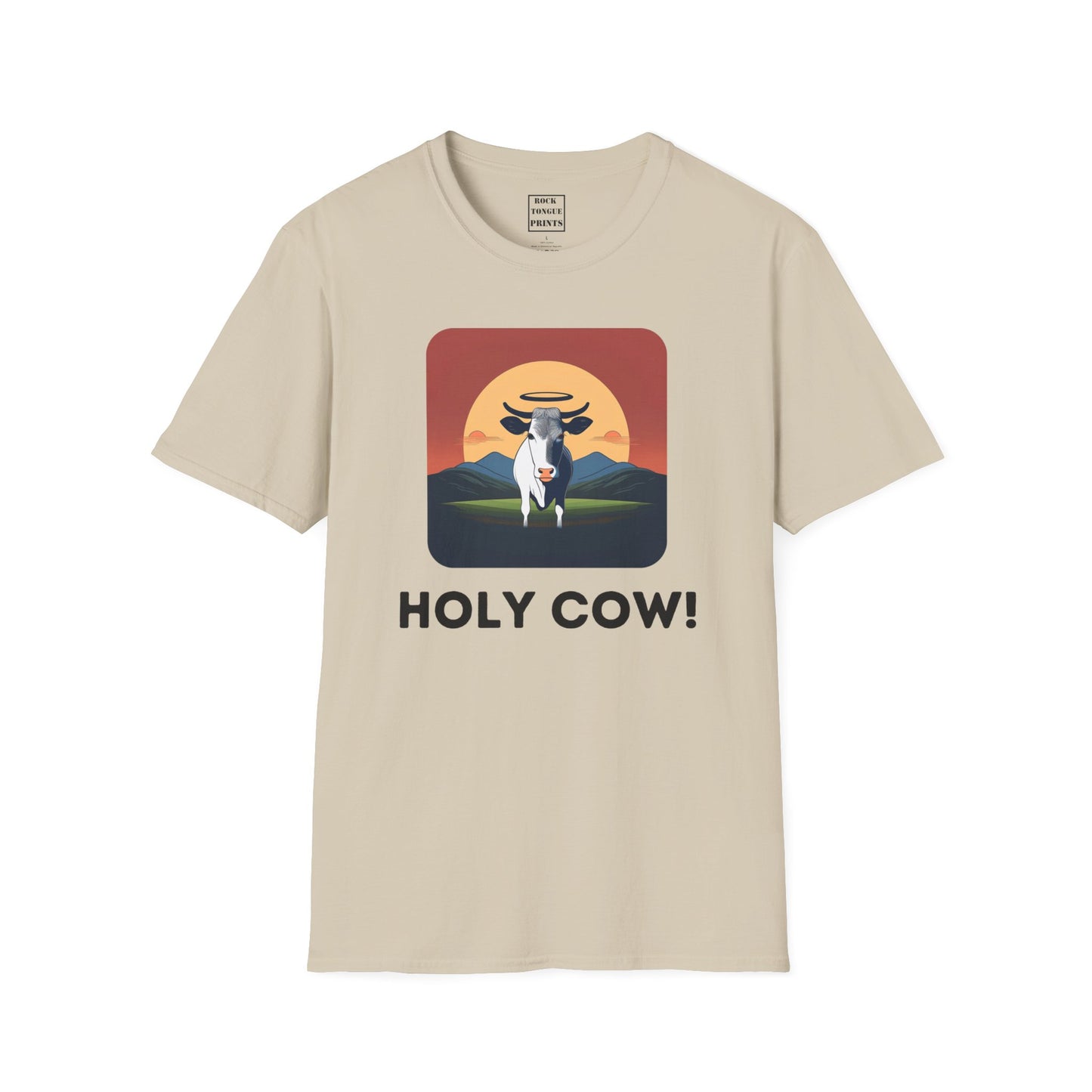 Holy Cow! (Unisex Softstyle Crew T-Shirt) | Rock Tongue Prints