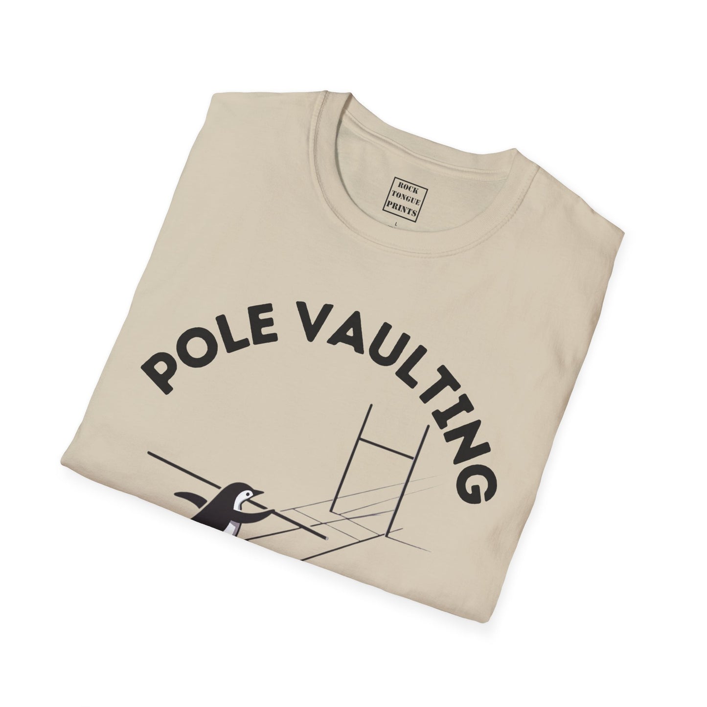 Pole Vaulting Penguin T-Shirt (Crew Tee) | Rock Tongue Prints