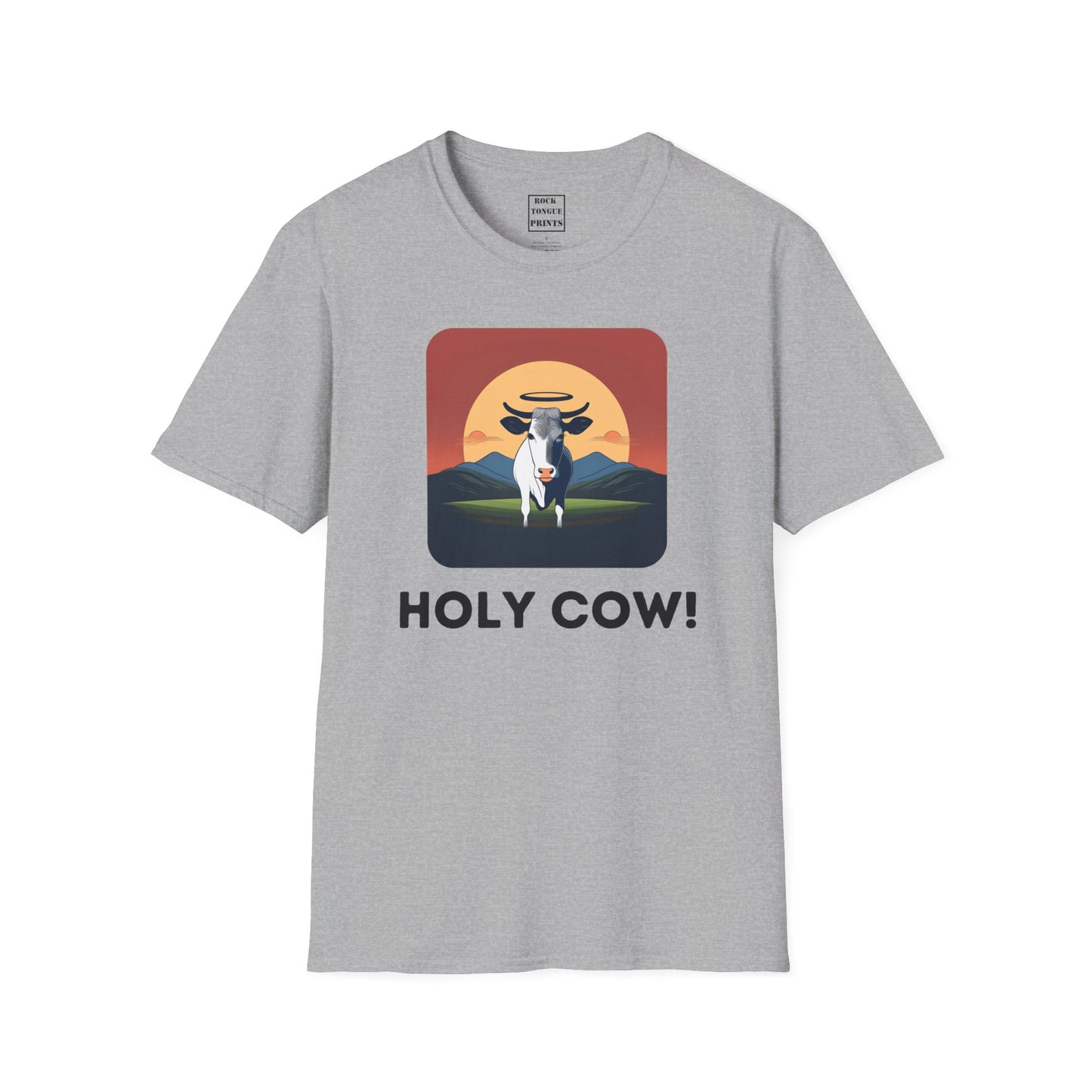 Holy Cow! (Unisex Softstyle Crew T-Shirt) | Rock Tongue Prints
