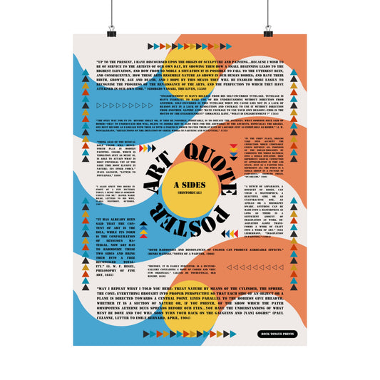 Image of "Art Quote Poster" with Bauhaus-style design and quotes about art from Matisse, Cezanne, Kant, and others.