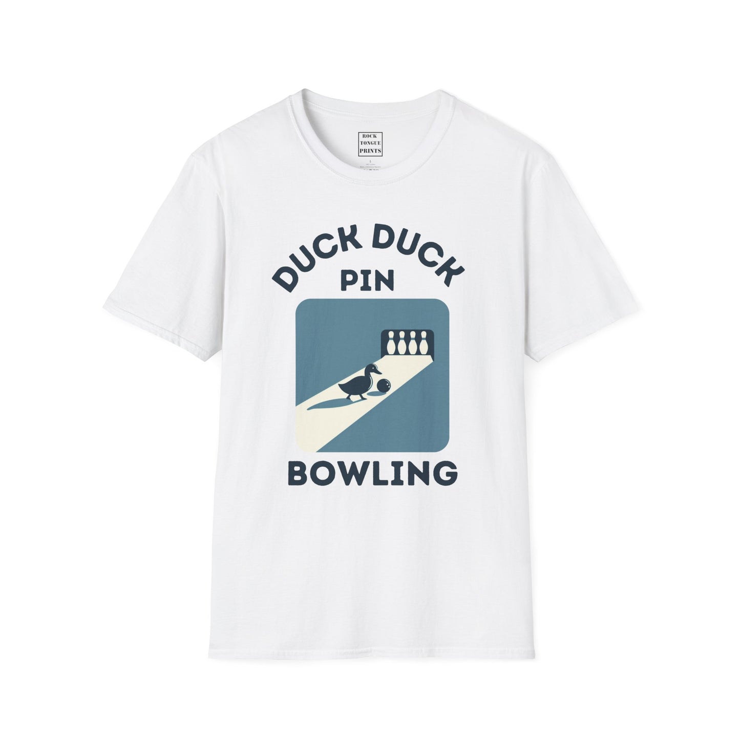 Duck Duck Pin Bowling (Unisex Crew T-Shirt) | Rock Tongue Prints