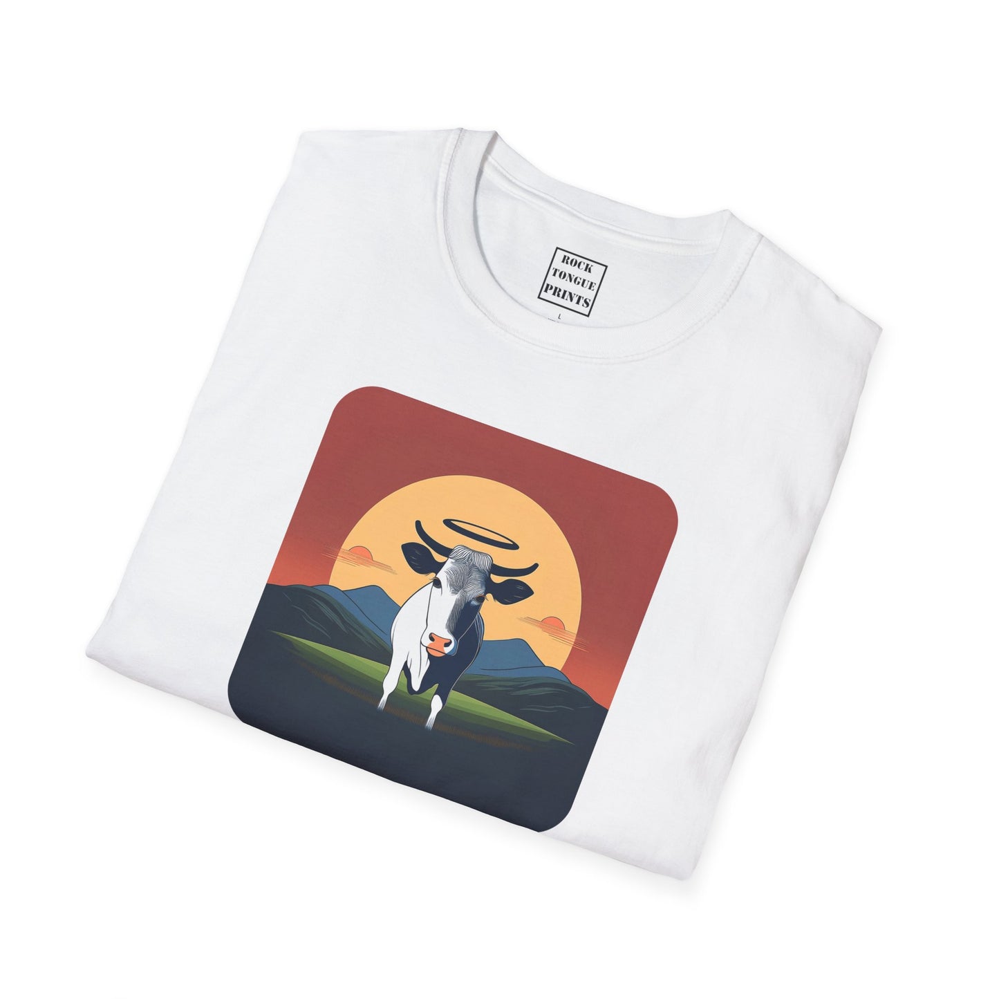 Holy Cow! (Unisex Softstyle Crew T-Shirt) | Rock Tongue Prints