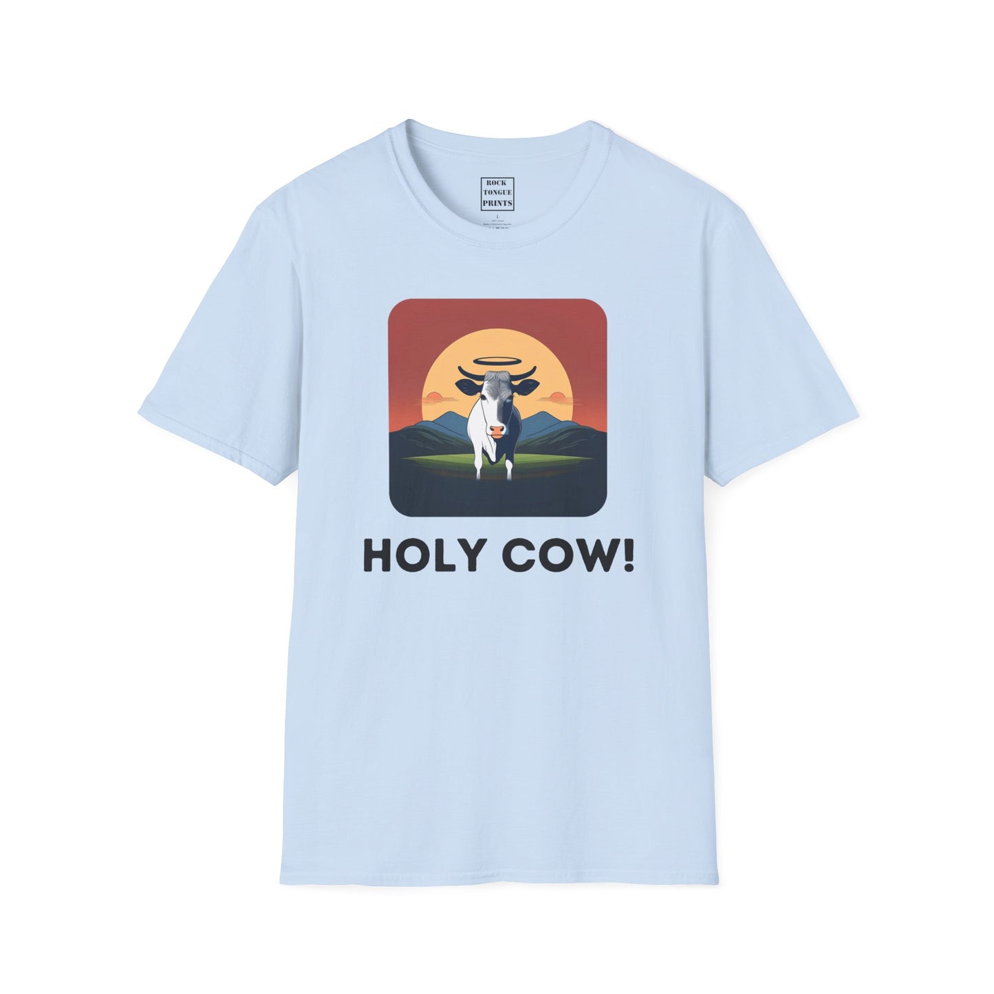 Holy Cow! (Unisex Softstyle Crew T-Shirt) | Rock Tongue Prints