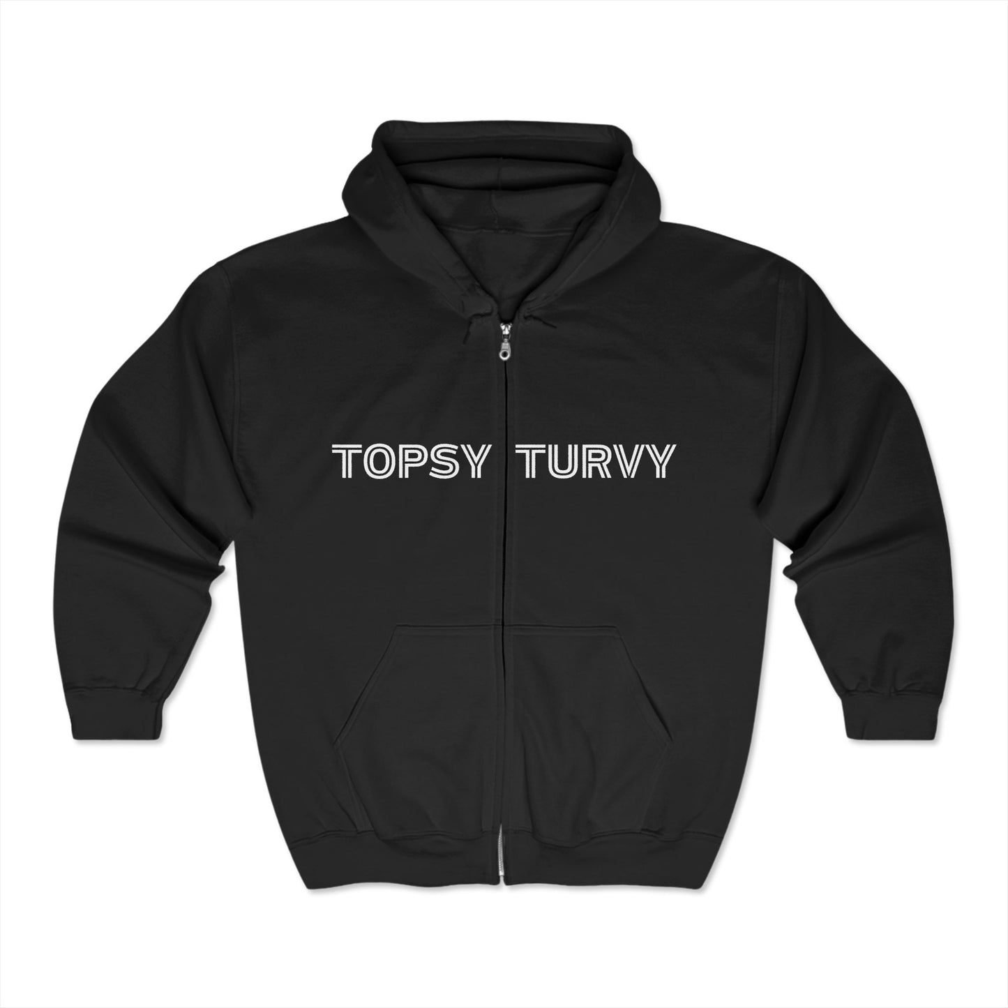 Topsy-Turvy Hoodie-(Full Zip Hooded Sweatshirt) | Rock Tongue Prints